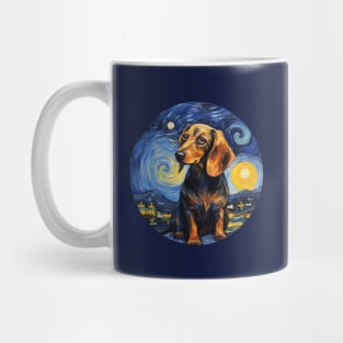 Dachshund, van gogh style, starry night, Post-impressionism Mug